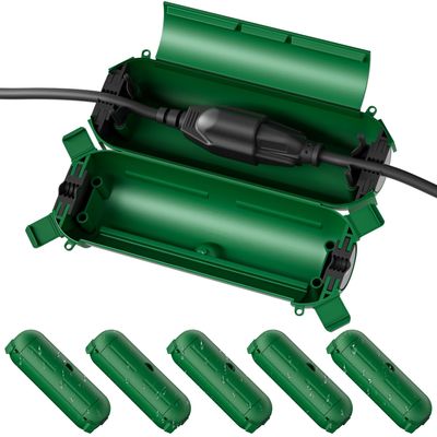 Flemoon [6 Pack] Outdoor Extension Cord Safety Cover with Waterproof Seal, Weatherproof Electrical Connection Box to Protect Outdoor Outlet, Plug, Socket, Christmas Holiday Decoration Light, Green