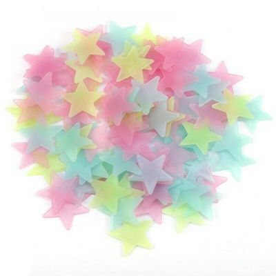 300 PCS 3cm Multicolor Glow in The Dark Luminous Stars Noctilucent Plastic Wall Stickers Decals for Home Ceiling Wall Baby Kids Bedroom Room Decorations