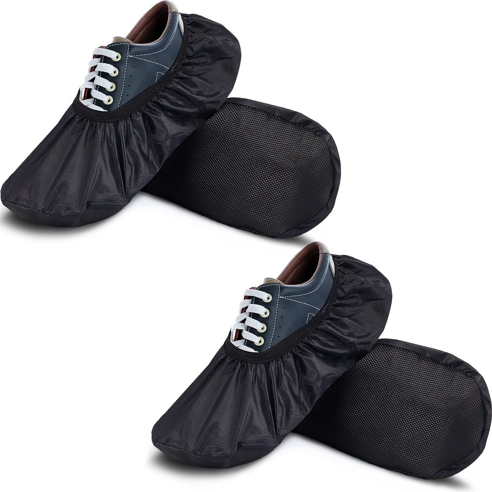 SATINIOR 2 Pairs Bowling Shoe Covers Black Non-Slip Protector, Reusable, XL