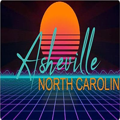 Asheville North Carolina 2 X 1.25-Inch Vinyl Decal Stiker Retro Neon Design