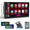 Leadfan Double Din Car Stereo Radio Support Apple Carplay&Android Auto, 7inch HD Touchscreen Double Din Radio with Bluetooth, Car Audio Receivers, Camera, MirrorLink, FM Radio, 2 USB/TF/AUX/Subwoofer view 1