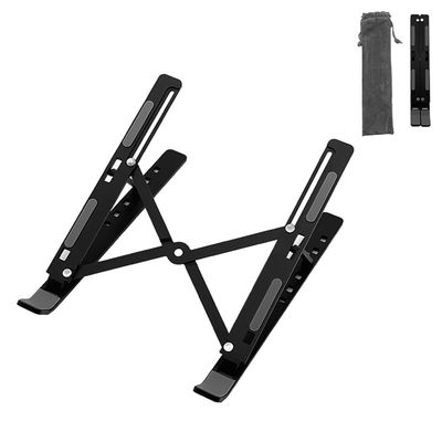 Foldable Portable Laptop Stand Holder Aluminum for Desk Adjustable Height Angle with Storage Bag Tablet PC Stand for 10.0~17 inch Notebook PC (Black)