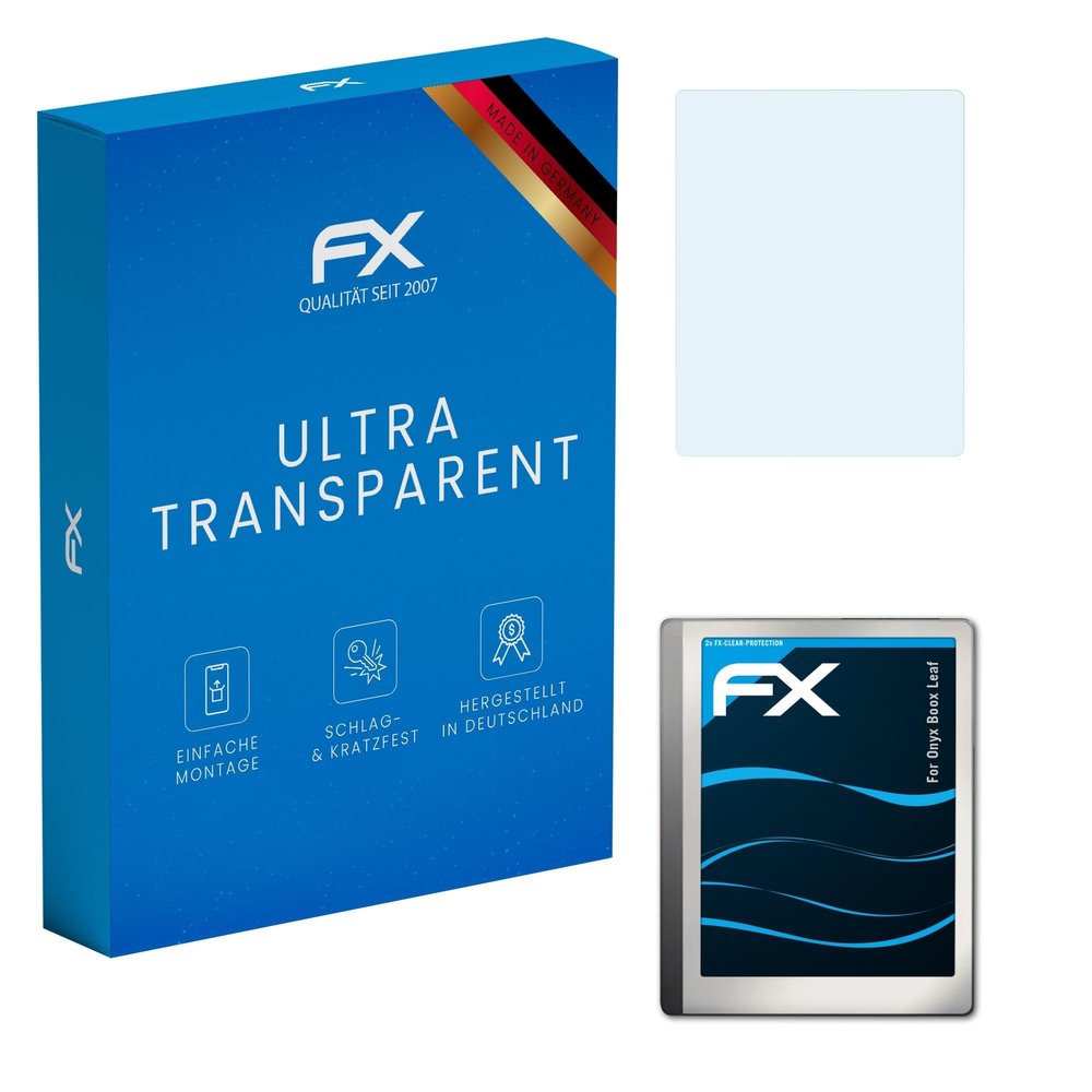 atFoliX Screen Protection Film compatible with Onyx Boox Leaf Screen Protector, ultra-clear FX Protective Film (2X)