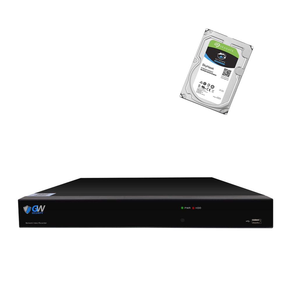 GW Security 32 Channel 4K 8MP NVR Video Recorder Alone with 8TB Pre-Installed Hard Drive (GW4232NS)