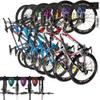 HORUSDY Stainless Steel Bike Storage Rack, 6 Bike Storage Hanger Wall Mount and 6 Helmets Hooks for Home & Garage Holds Up to 600lbs, Black view 1