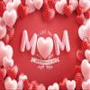 10x8ft Happy Mother's Day Backdrops Red White Love Heart Photography Background for Woman New Mom Lady Mother's Day Party Bridal Shower Party Decoration Cake Table Banner Photo Studio Props view 1