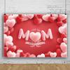 10x8ft Happy Mother's Day Backdrops Red White Love Heart Photography Background for Woman New Mom Lady Mother's Day Party Bridal Shower Party Decoration Cake Table Banner Photo Studio Props view 2