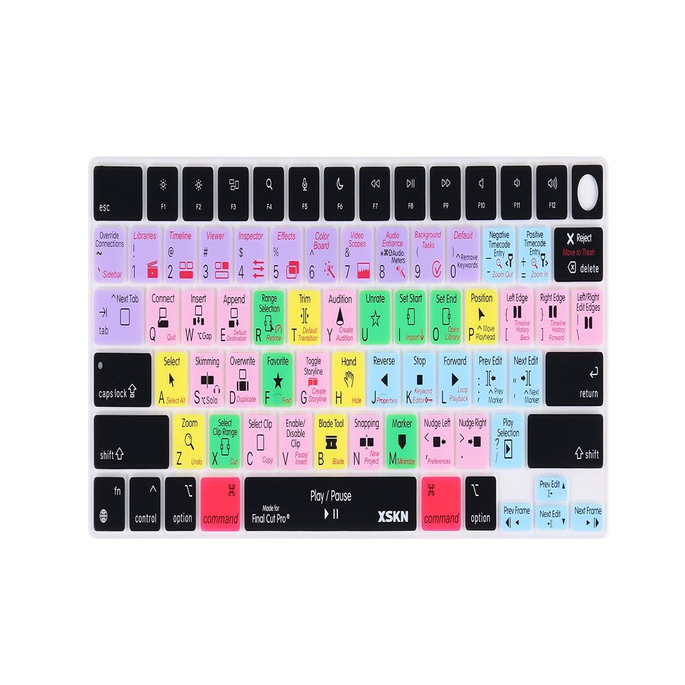 XSKN Silicone Keyboard Cover Skin for 2021 Apple MacBook Pro M1 Pro / M1 MAX Chip with Touch ID 14.2-inch Model A2442 16.2-inch Model A2485 (Shortcuts Final Cut Pro - US Version Keyboard)
