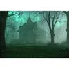 10x8FT Forest Night View Horror Backdrop Ghastly Green Moonlight Foggy Wood Haunted Castle Building Photography Background Party Poster Baby Shoot for Child Adults Party Decor Photo Studio Props view 4