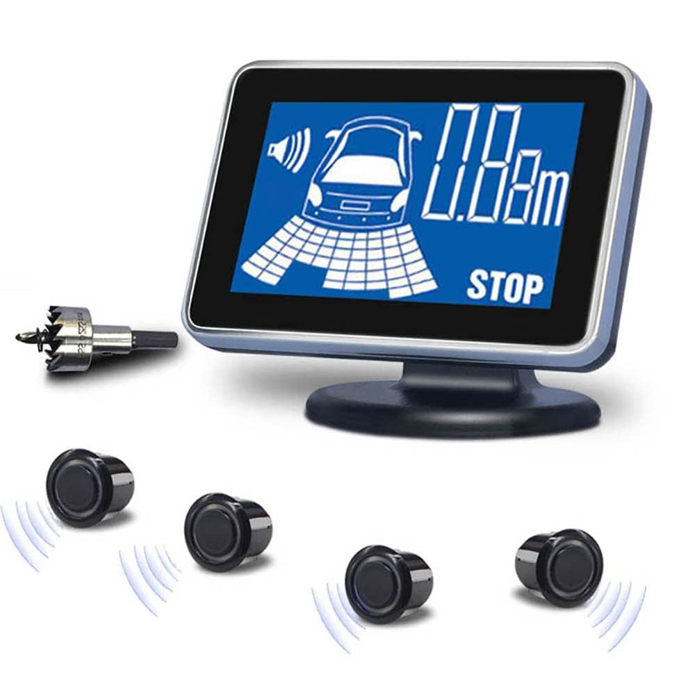 Car Auto Vehicle Reverse Backup Radar System with 4 Parking Sensors Rear Distance Detection kit Parktronic Assistant Beep Voice Warning LCD Monitor