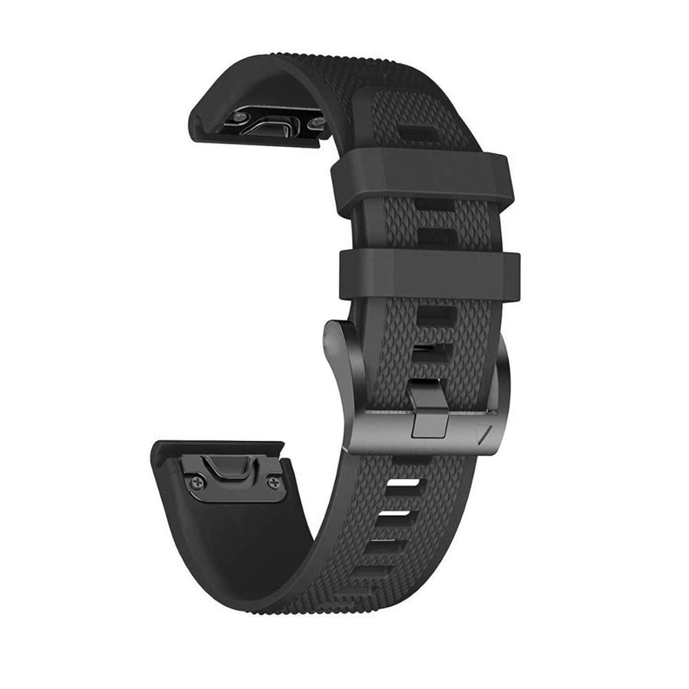 CZKE 26 22mm Printing Silicone Quick Fit Watchband For Garmin Fenix 6 6X Pro 5 5X Plus 3 HR 935 MK1 Straps Quick Release Wrist Band (Color : O, Size : Black Black Clasp)