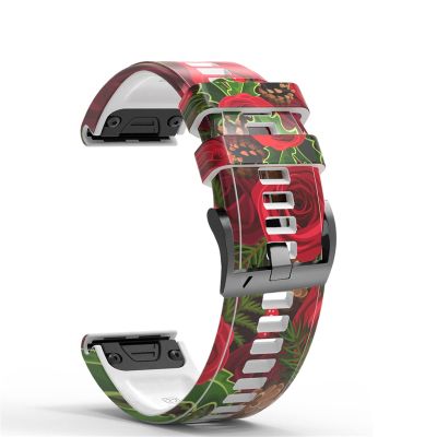 KFAA Wrist Band Straps for Garmin Fenix 5 5X Plus 6 6X Pro 935 945 3HR Smart Watch Printing Sports Silicone Watchband s Quick Release (Color : B, Size : 26mm Fenix 3HR 5X)