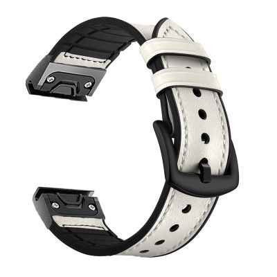 KFAA 22 26mm Sport Watchband Strap For Garmin Fenix 6 6S 6X Pro 5X 5 Plus 3HR 935 S60 D2 Enduro Quick Release Leather Bracelet Correa (Color : White, Size : 26mm)