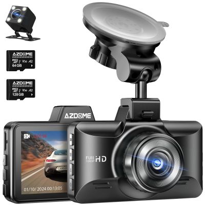 AZDOME M01 Pro Dual Dash Cam with 128GB SD Card