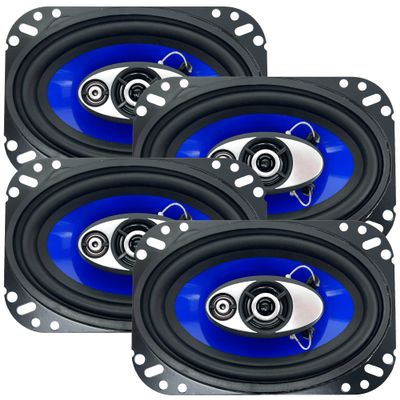 Audiobank 4X 4x6 3-Way 250 Watts Coaxial Car Speakers CEA Rated (Pair) x 2 Pairs (4 Speakers) - Total of 500W