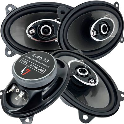 AUDIOTEK 4X K7 Pair of K-46.3s 4x6-inchs 4"X6" 180w 3-Way Car Stereo Professional High Performance Speaker System - Total 360W Package