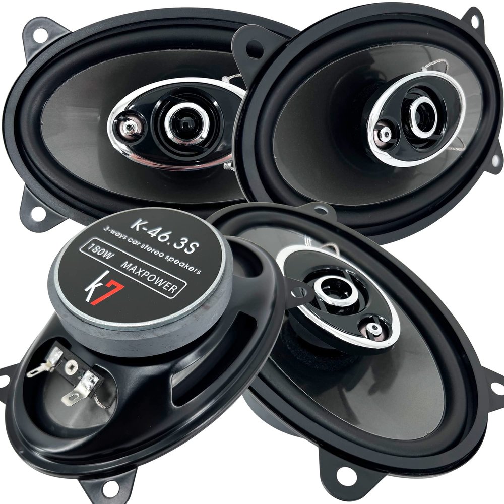 AUDIOTEK 4X K7 Pair of K-46.3s 4x6-inchs 4"X6" 180w 3-Way Car Stereo Professional High Performance Speaker System - Total 360W Package