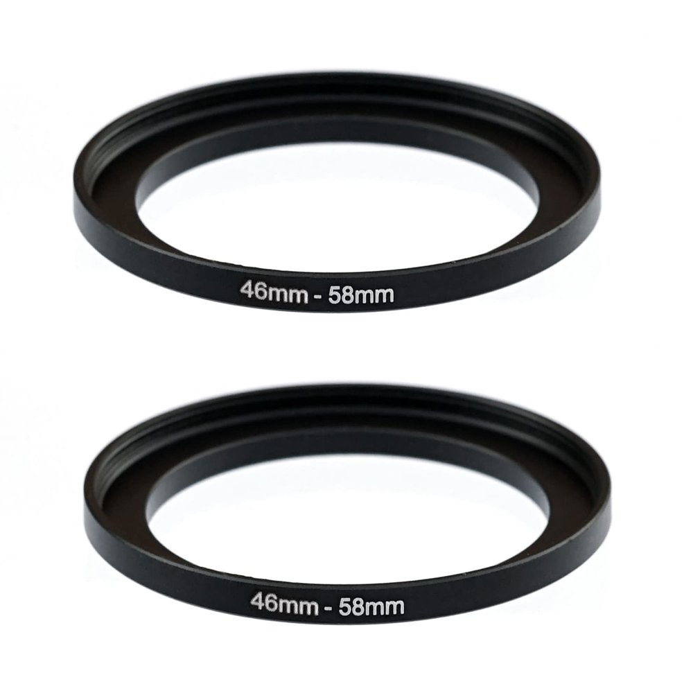 (2 Pcs) 46-58MM Step Up Ring Adapter, 46mm to 58mm Step Up Filter Ring, 46 mm Male 58 mm Female Stepping Up Ring for DSLR Camera Lens and ND UV CPL Infrared Filters