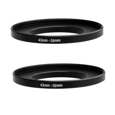 (2 Pcs) 43-58MM Step Up Ring Adapter, 43mm to 58mm Step Up Filter Ring, 43 mm Male 58 mm Female Stepping Up Ring for DSLR Camera Lens and ND UV CPL Infrared Filters