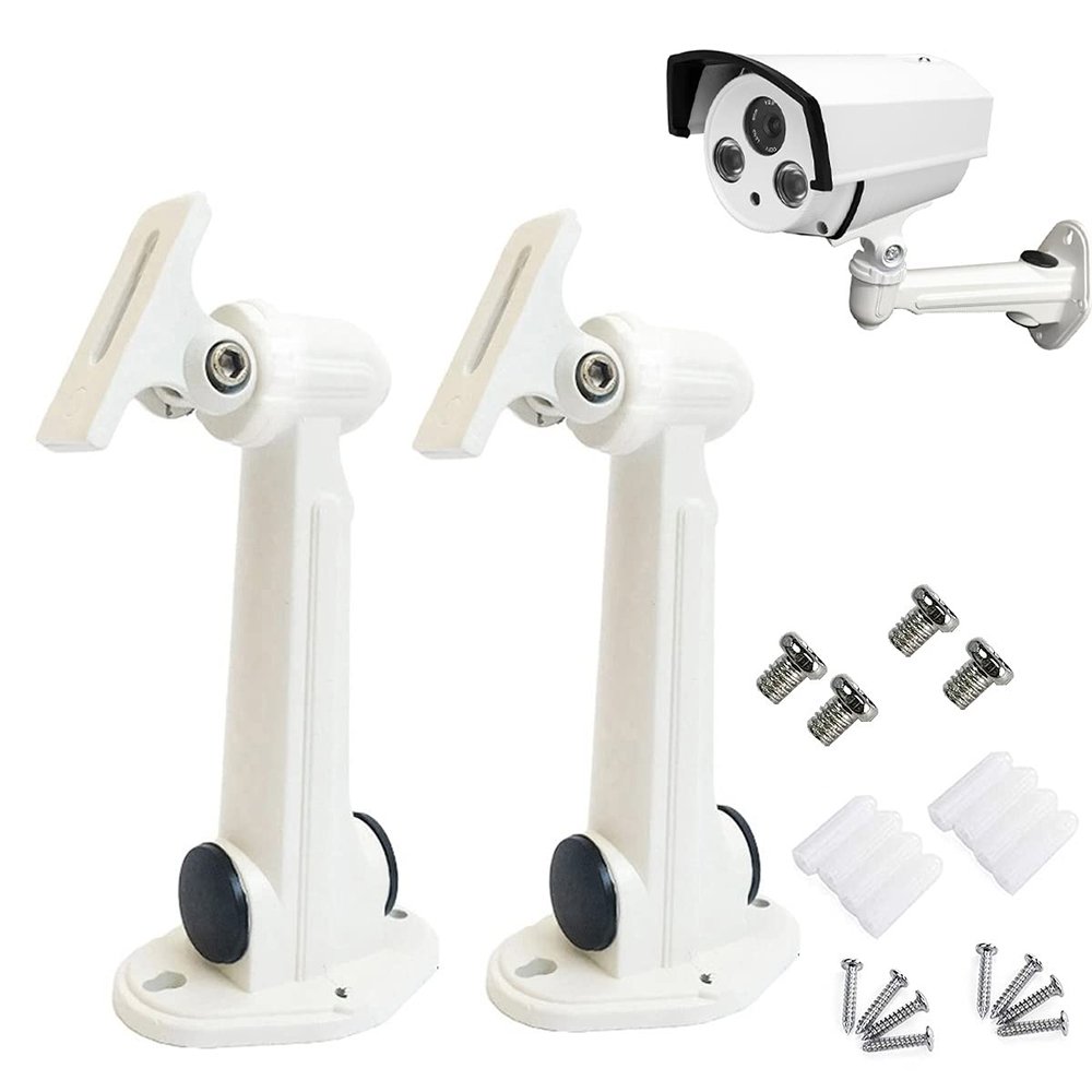 PCUORLEORS Universal CCTV Security Camera Mounting, IP Camera Bracket, Solar Panel Holder, Aluminum Alloy Indoor Outdoor Wall Ceiling Mount Holder Stand Monitor Rotary Bracket (2 Pack)