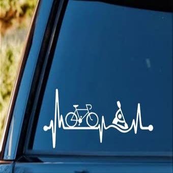 Bicycle Kayak Heartbeat Lifeline Decal Sticker for Car Window, Cute Waterproof Aesthetic Vinyl Stickers for Water Bottles Laptop Computer Skateboard