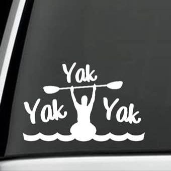 Cute Waterproof Aesthetic Vinyl Stickers for Water Bottles Laptop Computer Skateboard, Yak Yak Yak Kayak Canoe Decal Sticker