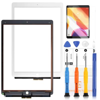 for iPad Pro 12.9 1st Generation Screen Replacement 1st Gen 2015 Digitizer A1584 Touchscreen A1652 Glass Panel Full Repair Parts with Tempered Glass +Tools (LCD no Include, No Instructions) (White)