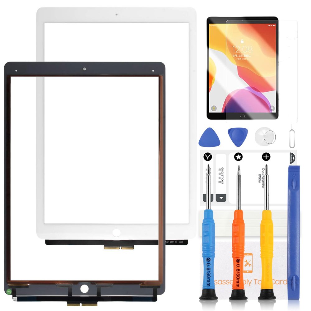 for iPad Pro 12.9 1st Generation Screen Replacement 1st Gen 2015 Digitizer A1584 Touchscreen A1652 Glass Panel Full Repair Parts with Tempered Glass +Tools (LCD no Include, No Instructions) (White)