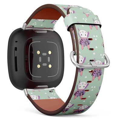 CJBROES Replacement Leather Watch Band, Compatible with Fitbit Versa 3 and Fitbit Sense of Wristband Bracelet Accessory - Tribal Rabbit Headband