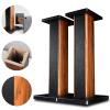 34 inch Bookshelf Speaker Stands Pair Imported Wood Grain Studio Monitor Stands Bookshelf DJ Speakers Floor Shelf, Solid Wood Sound Stand view 3