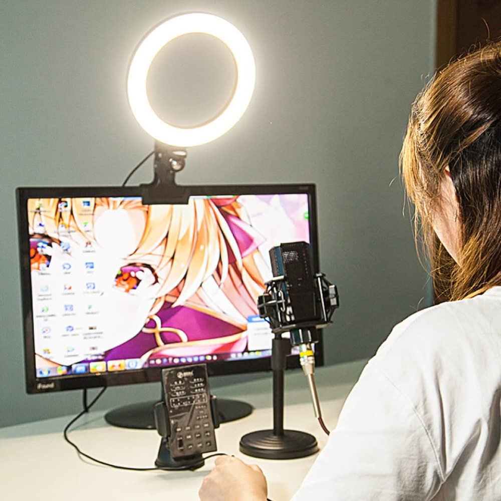YABAA 26cm Protable Selfie Ring Light for YouTube Live Streaming Studio Video LED Dimmable Photography Lighting with USB Cable (8 Inch no Phone Clip)