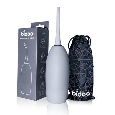 BIDOO The Universal, Portable Bidet (Pebble) with Cap and Travel Bag l Replaces Wet Wipes and Shower Toilet l Peri Bottle for Postpartum l Elder Care l New Moms l Pre and Post-Intimacy