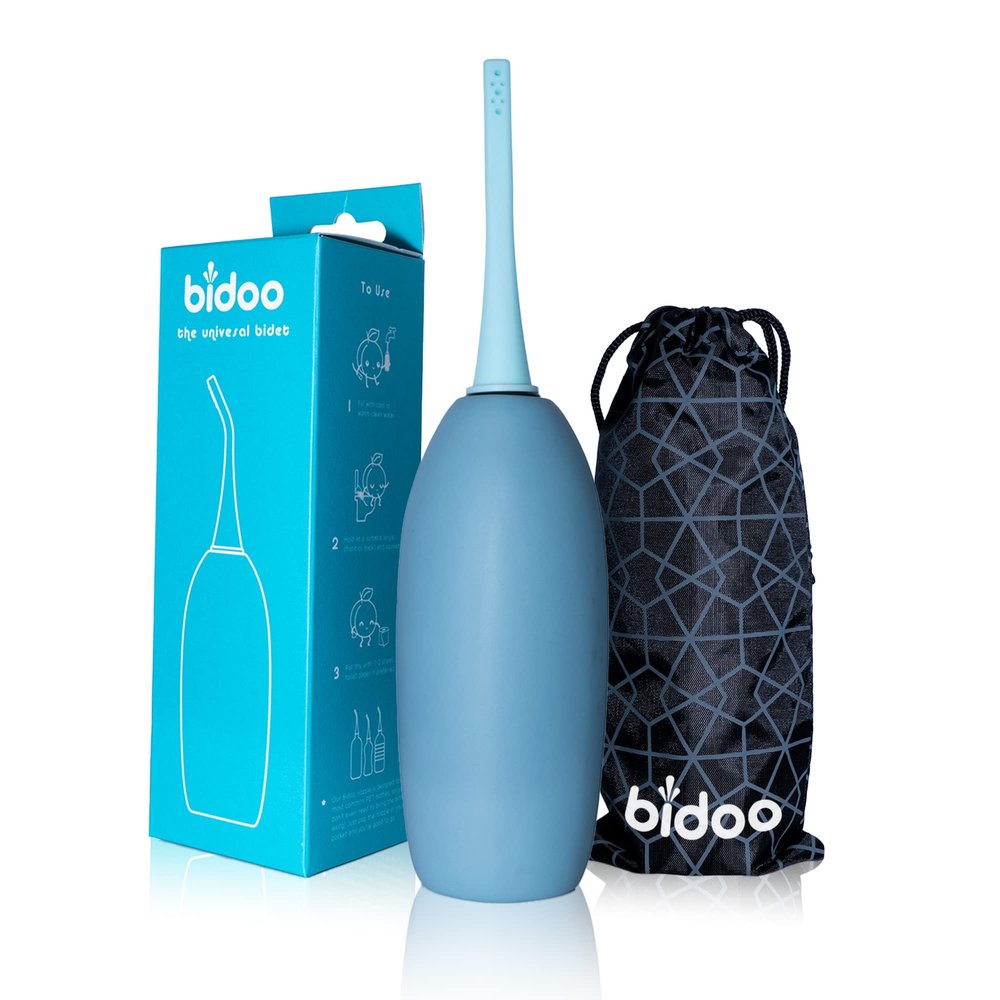 BIDOO The Universal, Portable Bidet (Aqua) with Cap and Travel Bag l Replaces Wet Wipes and Shower Toilet l Peri Bottle for Postpartum l Elder Care l New Moms l Pre and Post-Intimacy