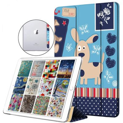 DuraSafe Cases for iPad 4th iPad 3rd iPad 2nd - 9.7 Inch [iPad 4/3 / 2 Old Model ] A1396 A1416 A1430 A1403 A1458 A1459 A1460 A1395 A1397 PC Printed Flip Clear Back Cover - Cartoon Dog Print