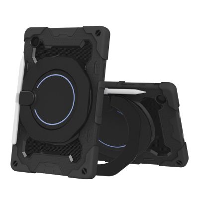 360Rotating Galaxy Tab A7 Lite 8.7 '' Case 2021 Model (SM-T220/T225) Detachable Shoulder Strap Shockproof Dustproof Rainbow Silicone+PC (Galaxy Tab A7 Lite2021, Black)