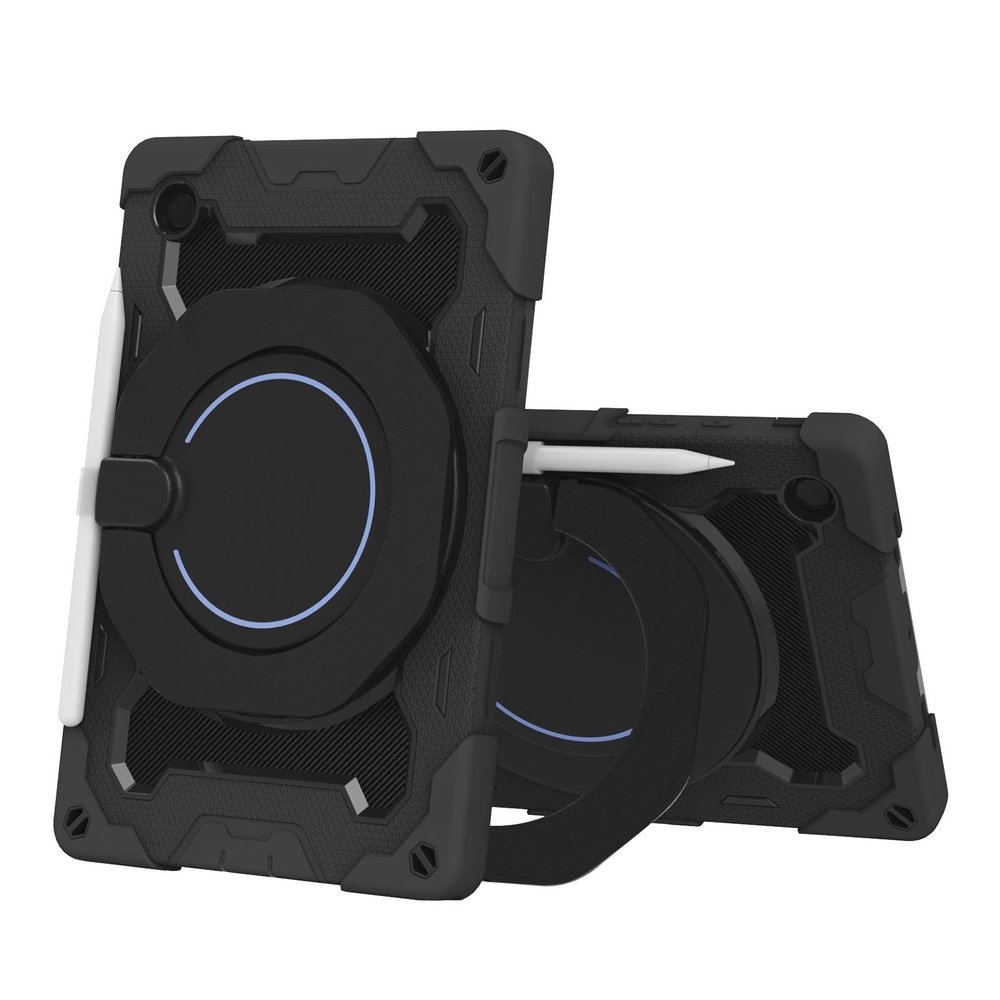 360Rotating Galaxy Tab A7 Lite 8.7 '' Case 2021 Model (SM-T220/T225) Detachable Shoulder Strap Shockproof Dustproof Rainbow Silicone+PC (Galaxy Tab A7 Lite2021, Black)