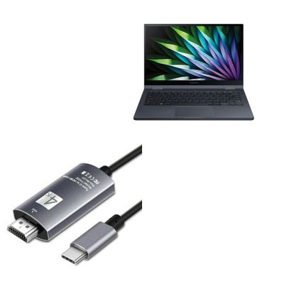 BoxWave Cable Compatible with Samsung Galaxy Book Flex 2 Alpha (13.3 inch) - SmartDisplay Cable - USB Type-C to HDMI (6 ft), USB C/HDMI Cable - Jet Black