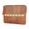 15" Premium Full-Grain Distressed Leather Embroidered Laptop Protective Sleeve 18BT40 view 2