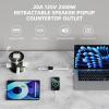 German Technology Motorized Pop Up Outlet for Countertop 15W Wireless Charger, Countertop Electrical Outlet with 3AC Outlets & 2USB Ports(20W PD),APP Remote Control and Speaker,Free 4.92 inch Hole Saw view 4