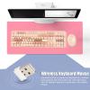 104 Keys Cute Mechanical Keyboard Mouse Combo for Girls, Brown Mix Color Contrast Gaming Keyboards Compatible with 7 8 10, Round Keycap Keyboard for Desktop Laptop view 3