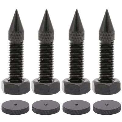 Flushbay 4 Pack Isolation Spikes Floor Protectors - Adjustable M8 Black Speaker Spikes for Subwoofer, CD DVD Player, Turntable, Recorder Chassis With Isolation Feet Pad