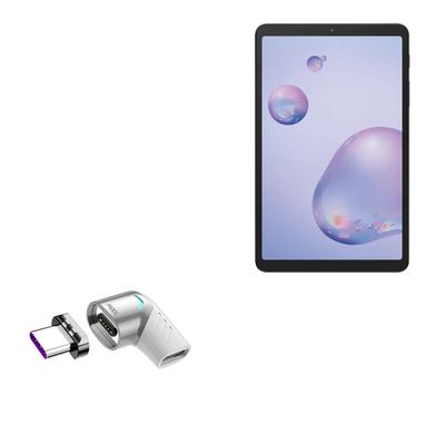 BoxWave Adapter Compatible with Samsung Galaxy Tab A 8.4 (2020) - MagnetoSnap PD Angle Adapter, Magnetic Charging Connector Device Saver - Metallic Silver