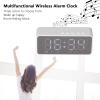 ciciglow Alarm Clock with Bluetooth Speaker, Speaker Charging Power Bank Beside with Mirror/Display Dual Alarm Clock/Temperature/FM/Phone Calls, Support Memory in for Office view 4