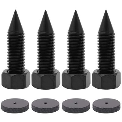 Flushbay 4 Pack Speaker Spikes Floor Protectors Adjustable Speaker Isolation Spikes M10 Black for Subwoofer CD DVD Player Turntable Recorder Chassis with Speaker Isolation Feet Pad (M10)