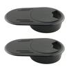 HJGarden 2PCS 60mm Oval Desk Grommets, Oval Desk Gasket with Lid, Desk Wire Cord Cable Grommets Hole Cover for Office PC Desk Cable Cord Organizer Plastic Cover, Black view 1