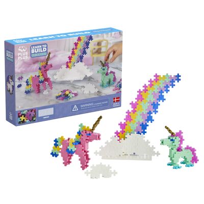 PLUS PLUS Learn to Build Unicorns, 275 Pieces - Interlocking Mini Building Blocks, 3D Puzzle Stem Toy for Kids, Birthday Gifts for Girls & Boys