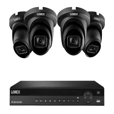 Lorex Nocturnal 3 4K 16-Channel 4TB Wired NVR System with Smart IP Dome Cameras with 30FPS Recording and Listen-in Audio - (4 Cam/Black)
