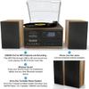 Boytone BT-58W Bluetooth Classic Record Player Turntable All-in-One with AM/FM Radio, CD/Cassette Player, 2 Separate Stereo Speakers, Record Vinyl, Radio and Cassette to MP3, SD, USB, AUX, Walnut Wood view 2
