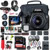 Canon EOS 4000D / Rebel T100 DSLR Camera with 18-55mm Lens + 4K Monitor + Mic + Headphones + 2 x 64GB Card + Filter Kit + Case + Photo Software + 3 x LPE10 Battery + More (Renewed) view 1