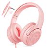 Kids Headphones with Microphone Foldable Stereo Tangle-Free 3.5mm Jack Wired Cord On-Ear Headset for Children/Teens/Boys/Girls/Smartphones/School/Kindle/Airplane Travel/Plane/Tablet (Pink) view 1